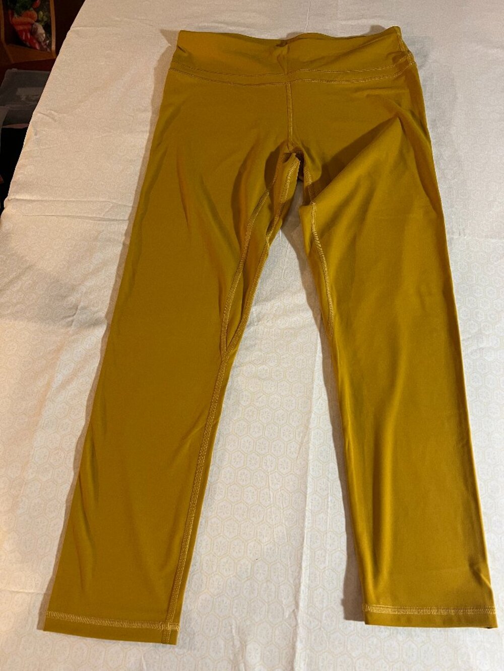 Figestin XXL High-waisted Gold/Mustard Leggings Nylon/Spandex